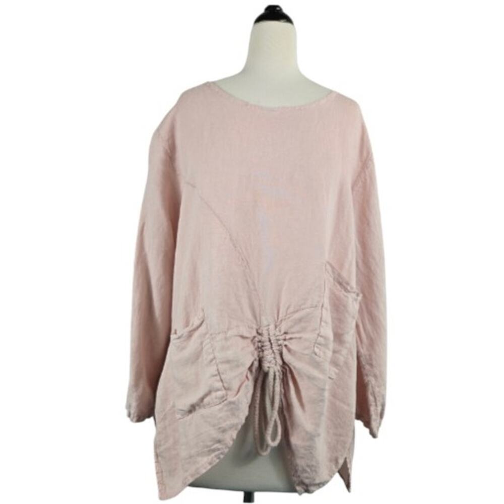 Saga Italy 100% Linen Top Pink Size Large